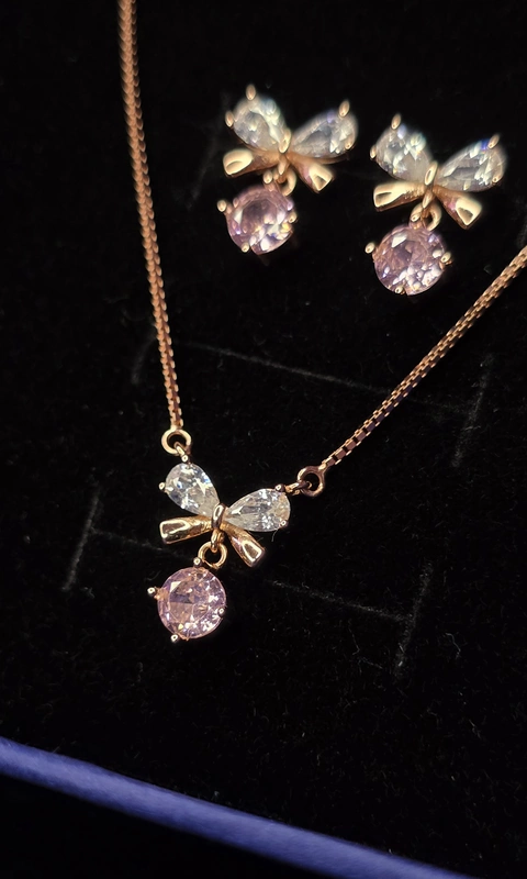 Bow Drop Pendant Set